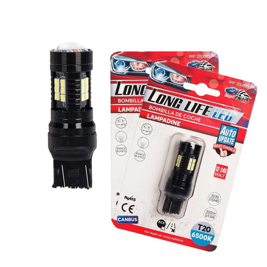2 Pezzi LED T20 7443 W21/5W Canbus Lampada Auto Camion 12V 24V 21 SMD 3030 5W/1.5W 300lm Doppio Filamento Bianco 65mm