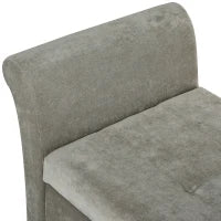 Panca Fondoletto con Vano Contenitore in Stile Vintage, Pouf imbottito, Panca per Ingresso e Camera con Braccioli, Grigio