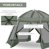 Tenda da Campeggio a 2 Ingressi per 6-8 Persone con Borsa, Funi e Picchetti, 493x493x240 cm, Verde