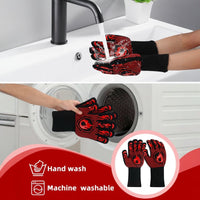 2Pz Guanti Barbecue Resistenti al Calore 800°C Professionali Antiscivolo Traspiranti