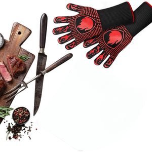 2Pz Guanti Barbecue Resistenti al Calore 800°C Professionali Antiscivolo Traspiranti