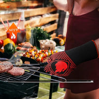 2Pz Guanti Barbecue Resistenti al Calore 800°C Professionali Antiscivolo Traspiranti