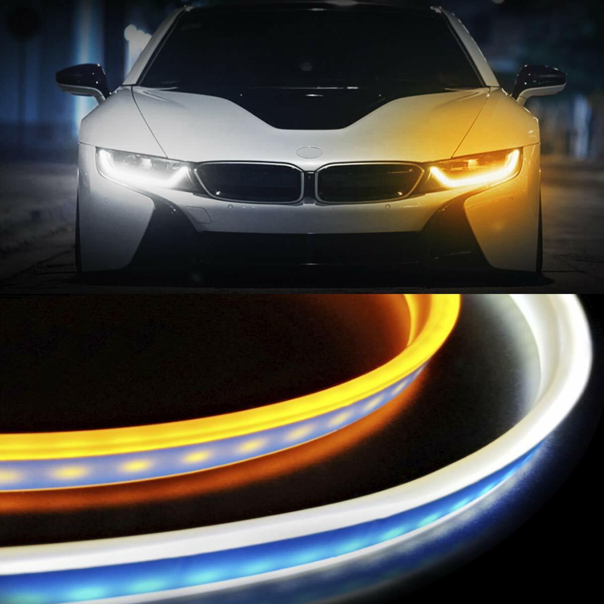 2Pz Strisce LED Auto Luci Diurne DRL + Frecce Sequenziali Flessibili 60cm