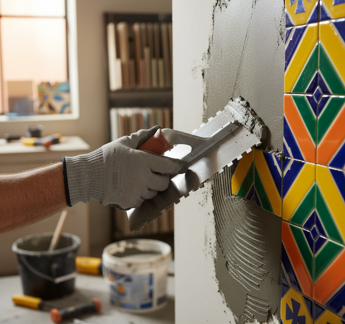 Spatola dentata in acciaio inox 28x12 cm con impugnatura in gomma *** misura dente 10x10 mm, confezione 1