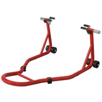 Supporto per Moto, Cavalletto Anteriore per Moto con Bracci Oscillanti ad U e a L, Supporto Universale per Officina, Rosso