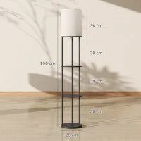 Lampada da Terra con Ripiani e Telecomando, 3 Temperature di Colore, Nero