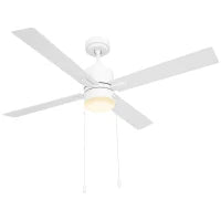 Ventilatore da Soffitto con Luce LED, 3 Velocità e Motore Reversibile, Ø130cm, Bianco e Legno