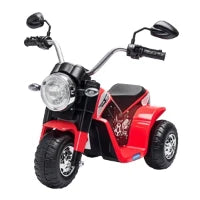 Moto Elettrica per Bambini a 3 Ruote con Luci e Suoni, Batteria Ricaricabile 6V, Velocità 2 km/h, per Bimbi da 18-36 Mesi, 72x57x56cm Rossa