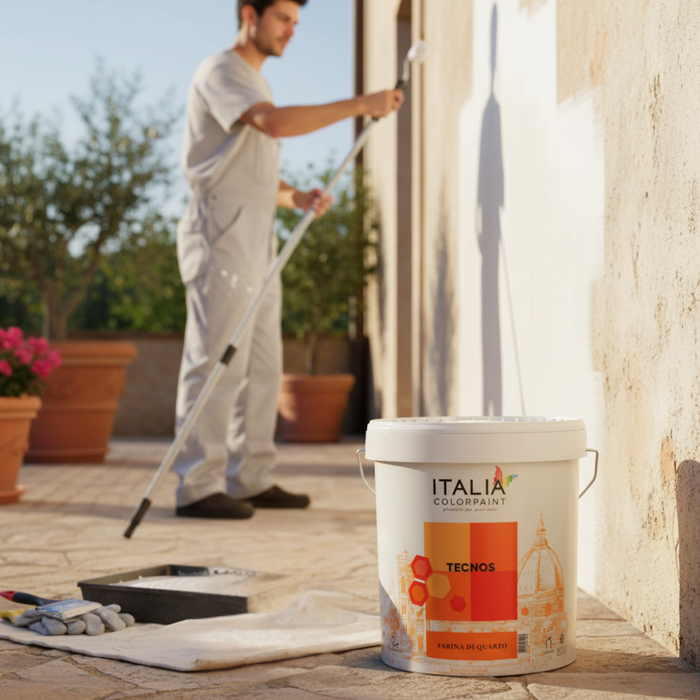 Farina di quarzo acrilica idrorepellente per muri esterni *** formato 14 lt, confezione 1