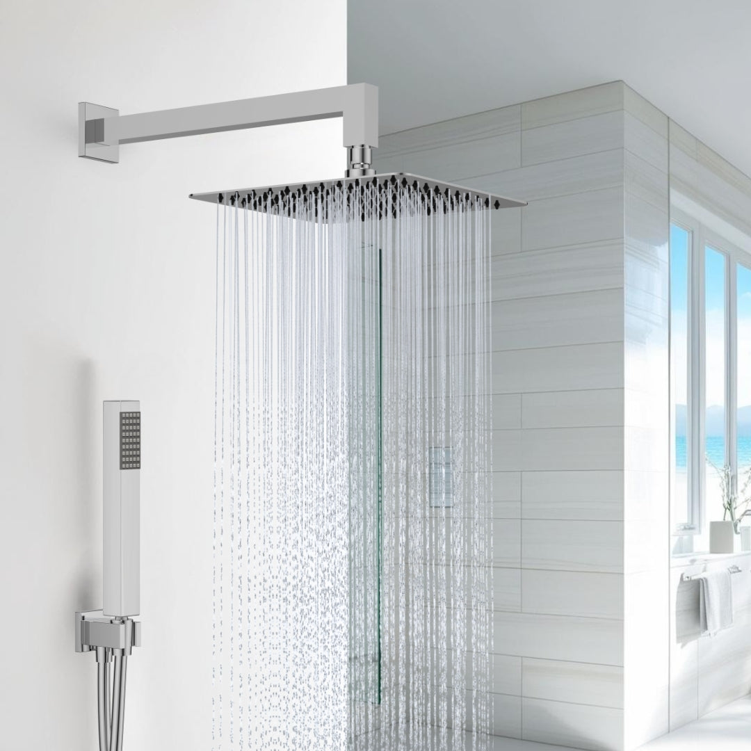 Kit doccia quadro 20x20 cm completo soffione braccio presa acqua doccetta laccio *** tipo di accessorio soffione 2 mm...