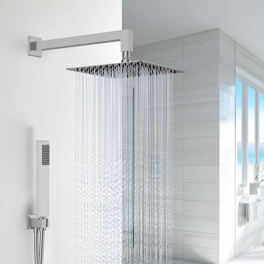 Kit doccia quadro 20x20 cm completo soffione braccio presa acqua doccetta laccio *** tipo di accessorio soffione 2 mm...