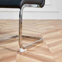 Set di 4 sedie da pranzo a sbalzo, struttura in metallo cromato, schienale in pelle artificiale PU, Nero