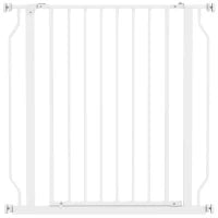 Cancelletto per Cani Estensibile e Regolabile per Scale e Porte, in Acciaio e ABS, 75-85x76 cm, Bianco