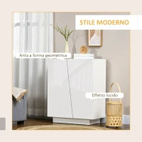 Mobiletto Multiuso in Truciolato Bianco a 3 Livelli con Ripiano Regolabile su 3 Livelli, 70x40x88 cm