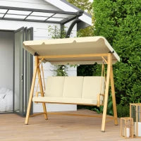 Dondolo da Giardino 3 Posti con Tettuccio Regolabile e Cuscini, 195x120x170 cm, Beige