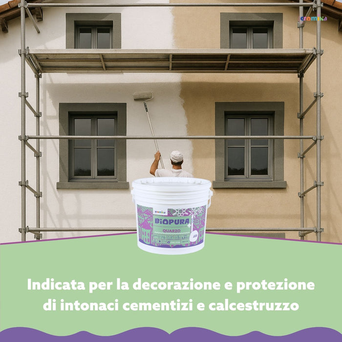 Pittura quarzo antialga interni esterni finitura opaca linea biopura cromika *** formato 2.5 lt, confezione 1