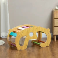 Gioco per Bambini 2 in 1 Arco Montessoriano e Sedia a Dondolo per Uso Interno, in Legno di Pino, 91x41x48 cm