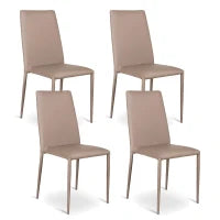 E-STYLO Sedia in similpelle tortora con gambe in metallo tortora, imbottita, impilabile, 40cm X 42cm H. 96cm.