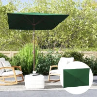 Telo di Ricambio per Ombrellone Rettangolare 3x2 m a 6 Stecche, Poliestere Anti UV 50+, Verde