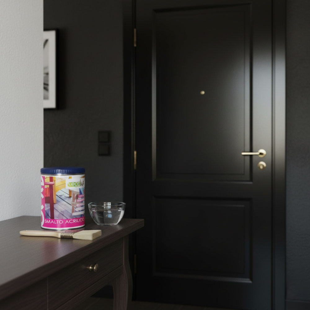 Ecolux smalto satinato acrilico ecologico per legno e metallo *** formato 750 ml, colore- nero, confezione 1