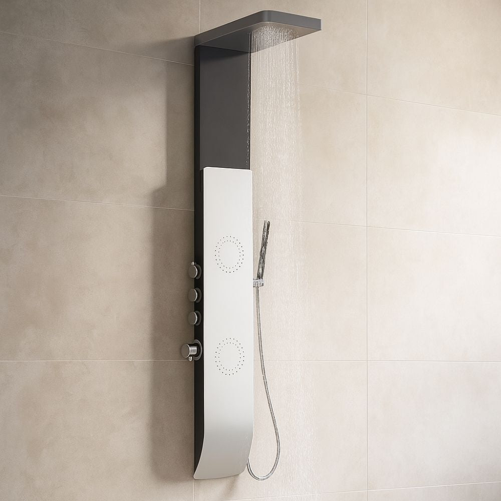 Colonna doccia tec alluminio bianco nero getti idro arredamento h150xl22 *** confezione 1