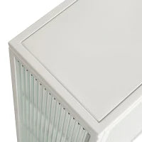 Credenza Moderna Ripostiglio a Due Ante con Vetrata e Ripiani a Tre Livelli per Ingresso, Soggiorno, Bagno, Sala da Pranzo, Bianco