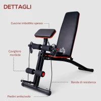 Panca Multifunzione Regolabile per Addominali,  Panca Pesi Palestra per Allenamento Braccia e Gambe 54x160x106cm, Nero e Rosso