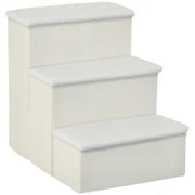 Scaletta per Cani a 3 Gradini con Vano Contenitore, Pieghevole e Lavabile, 40x54x48 cm, Bianco