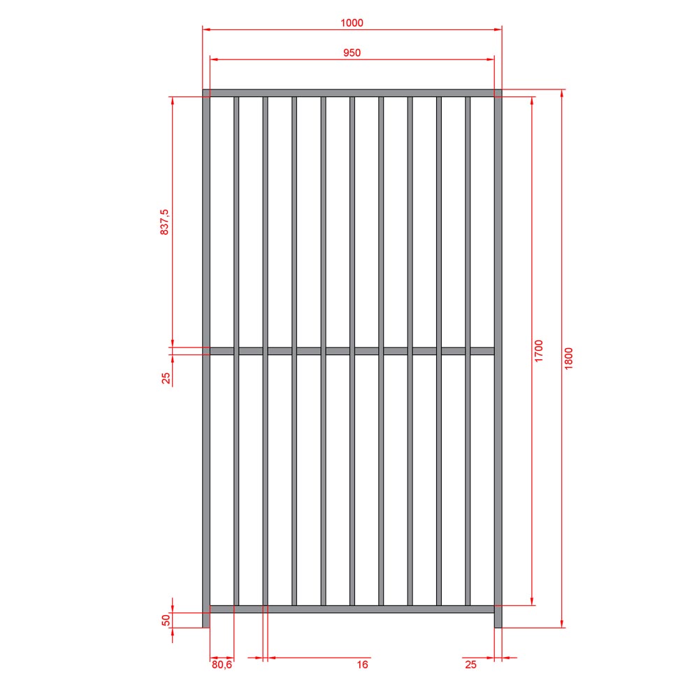 Pannello semplice tubolare per box cani con zincatura a caldo 100xh180 cm