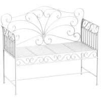 Panchina da Esterno a 2 Posti , Panchina Biposto da Giardino Stile Romantico Ferro 113.5 x 50 x 96cm Bianco