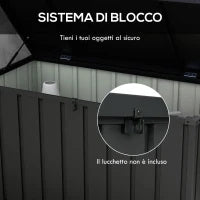 Panca Contenitore da 450L con 4 Rotelle e Maniglie, in Acciaio e PP, 125.5x61.5x70 cm, Grigio Scuro