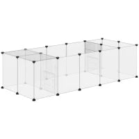 Recinto per Animali Modulabile con 20 Pannelli e 2 Porte, in Acciaio e PP, 175x70x45 cm, Bianco e Nero