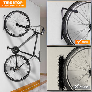 Ramos - Set 2 Portabici da Parete Salvaspazio Ganci per 2 Biciclette da 30 Kg in Metallo Nero