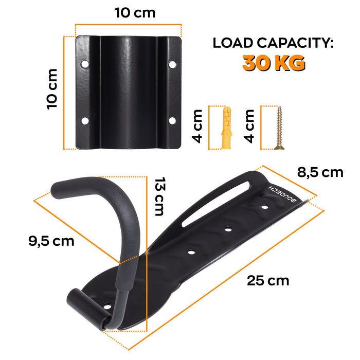 Ramos - Set 2 Portabici da Parete Salvaspazio Ganci per 2 Biciclette da 30 Kg in Metallo Nero
