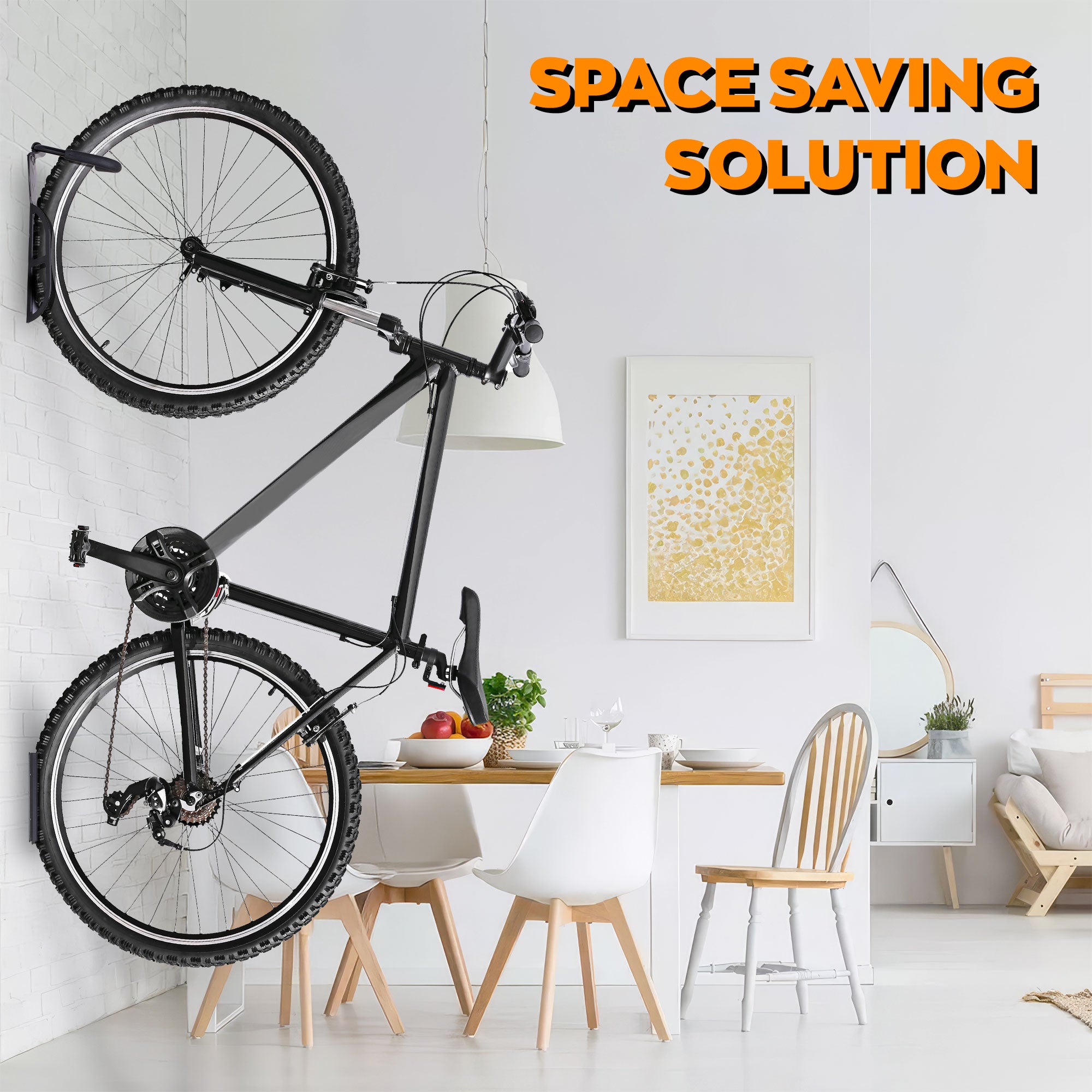 Ramos - Set 2 Portabici da Parete Salvaspazio Ganci per 2 Biciclette da 30 Kg in Metallo Nero