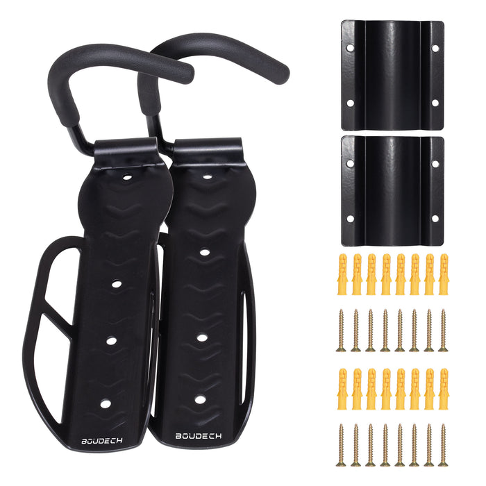 Ramos - Set 2 Portabici da Parete Salvaspazio Ganci per 2 Biciclette da 30 Kg in Metallo Nero