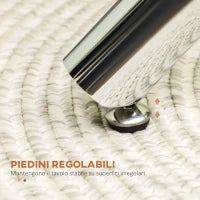 Tavolo da Pranzo Rotondo per 2-4 Persone in Vetro e Gambe in Acciaio, Ø80x74cm