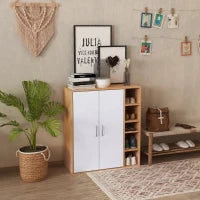 Scarpiera Slim da Parete, Mobile Multiuso con 2 Ante e Ripiani Regolabili per Camera da Letto e Ingresso, in Legno, 80x32x91cm