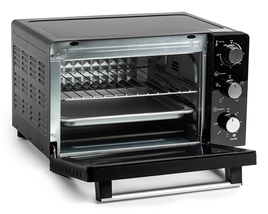 Melchioni Family Forno Elettrico Ventilato DEVIL Capacità 23 litri 3 Modalità di Cottura Timer da 60 Minuti 1200W Doppio Vetro Luce Interna e Temperatura Fino a 230° C 46X40X28 cm