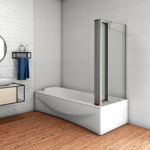 120x140cm Parete Doccia Sopravasca Angolare 5 Ante Pieghevoli Vetro 4 mm con Parete Laterale 65cm Vetro Temperato 6 mm Trasparente Telai Cromi Lucidi