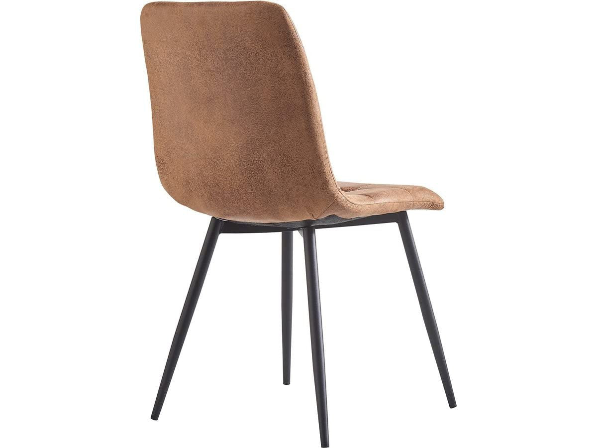 Set 2 Sedie Vintage in Tessuto Marrone per Sala da Pranzo Habitat et Jardin