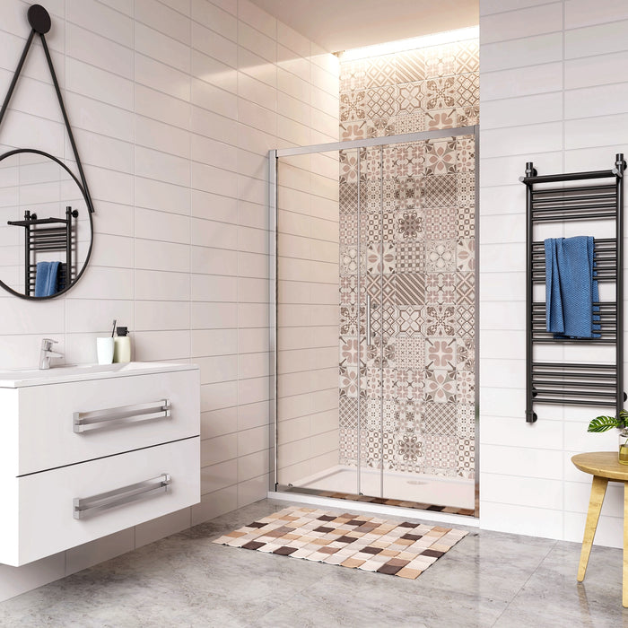 110x185 cm Porta Doccia Per Nicchia Anta Scorrevole Ingresso Laterale In Vetro 5mm Temperato Trasparente