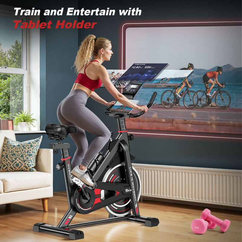 Cyclette, cyclette da interno con display LCD, cyclette con supporto per tablet, capacit¨¤ di carico di 120 kg