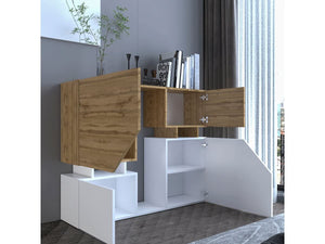 Credenza Alta Bianca Moderna 120 cm MDF Marrone Habitat et Jardin