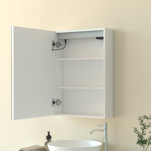 Mobiletto Specchiera Pensile da Bagno 50x70 cm, Bianco