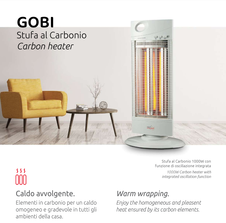 Stufa Alogena Infrarossi Elettrica Basso Consumo Riscaldamento Caldo Calorifero