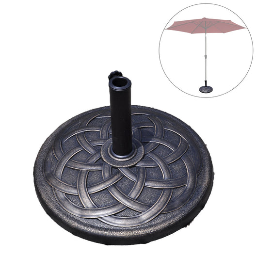 Base per ombrellone rotondo in resina da esterno ¦µ54,5x35cm, Supporto per il palo ombrello ¦Õ38 o ¦Õ48mm Bronzo-Basi per ombrellone