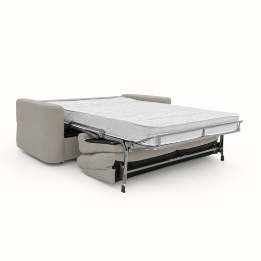 Cupido Divano letto con morbido schienale alto in tessuto impermeabile simil cotone T13 202 cm (mat. 140x197) panna