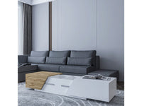 Tavolino con Cassapanca 124x60x42cm MDF Bianco/Marrone Interno/Esterno Habitat et Jardin