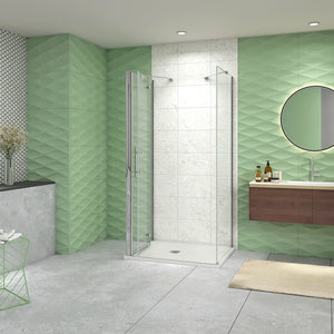 185 cm Box Doccia a Tre Lati Porta Pieghevole a Libro 110 cm Doppia Parete Fissa 80 cm Vetro da 6 mm Temperato Anticalcare Barra Stabilizzatrice 45 cm Cromo Lucido